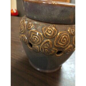 Scentsy brown ceramic large wax warmer spirals